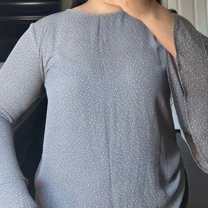 LOFT Gray Dotted Blouse